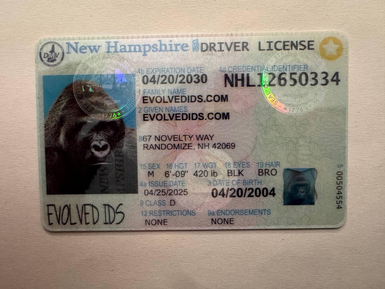 NH Fake ID Front